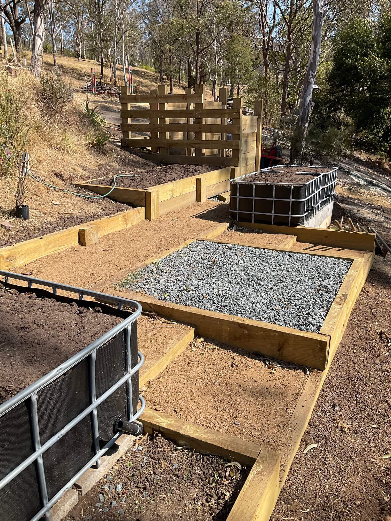 IBC vegetable wicking beds and hard landscaping
